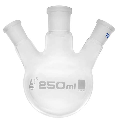 Distilling Flask, 250ml - 3 Angled Necks, 24/29 Center, 19/26 Side ...