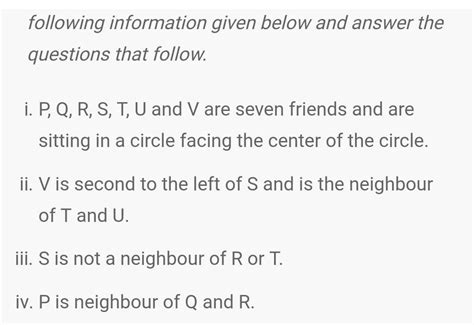 What is the position of R?1. Second to the left of Q2. Third to the ...