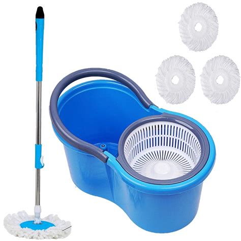 JSN 360 Degree Cleaning Magic Spin Bucket Mop with Plastic Spinner ...