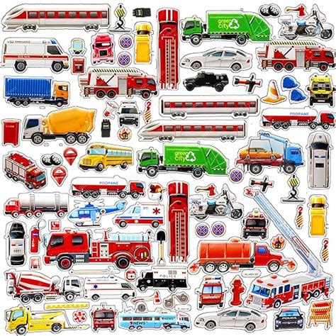 FunBlast Vehicle Theme Stickers Set – Kawaii Puffy Stickers for Kids ...