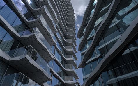 Download wallpaper 3840x2400 buildings, balconies, glass, windows ...