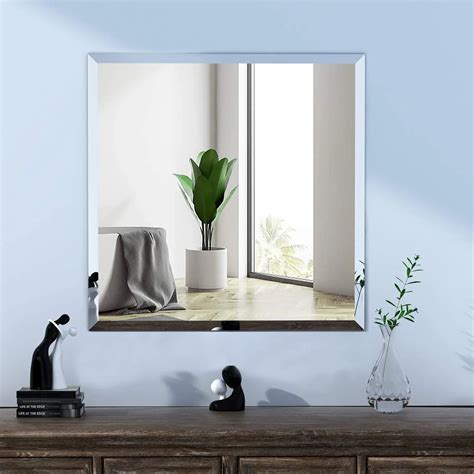 Frameless Square Beveled Mirror for Bathroom Wall, Wall Mount Mirror ...