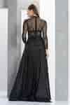 Buy Black Polyester Pearls Round Neck Embroidered Gown For Women by Eli ...