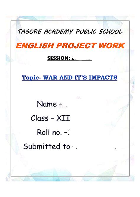 Sample project - TAGORE ACADEMY PUBLIC SCHOOL ENGLISH PROJECT WORK ...