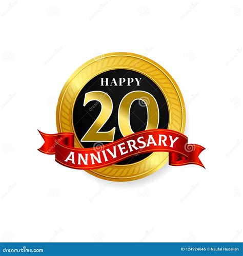 Happy 20 Years Golden Anniversary Logo Celebration with Ring and Ribbon ...