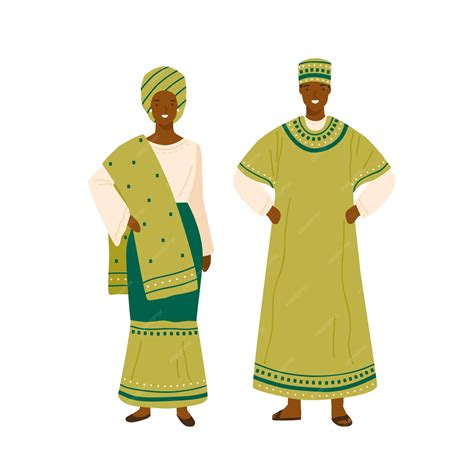 Premium Vector | Nigerian couple in colorful traditional apparel vector ...