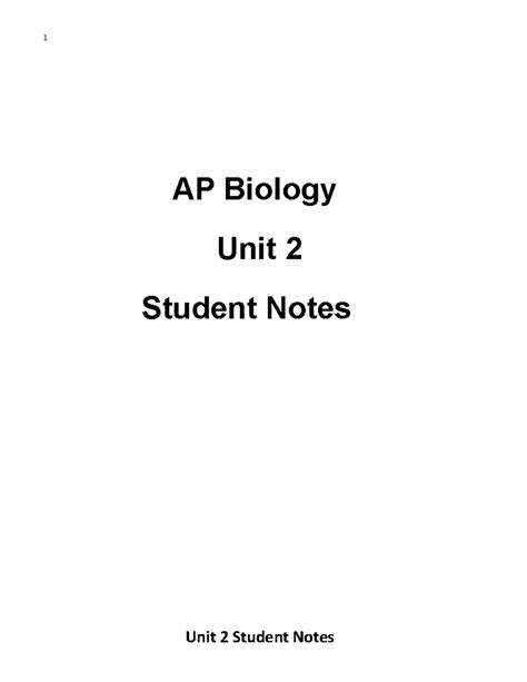 AP Biology Unit 2: Comprehensive Notes on Cell Structures and Functions ...
