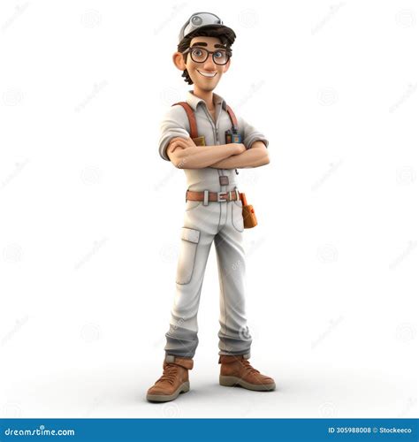 3d Avatar Construction Worker: Naturalistic Nostalgia Illustration Stock Illustration ...