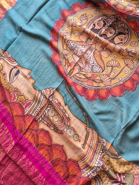 Kalamkari Art Depicting Lord Vishnu in the Ananthasayana posture on Ka ...