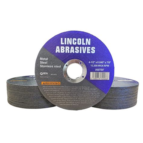50 Pack 4.5" Cut-Off Wheels Lincoln Abrasives .040" Metal & Stainless ...
