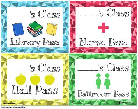 Custom Teacher Hall Passes Storyboard by worksheet-templates
