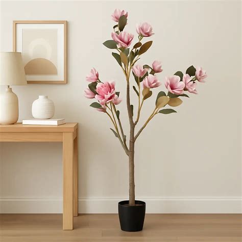 Magnolia Flower Tree Artificial Plant | 130 cm Height – Enutrof Decor