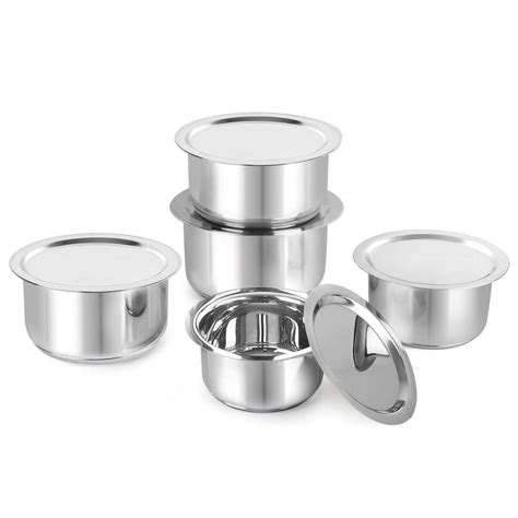 Buy Cello Stainless Steel Tope with Lid, Induction Bottom, Set of 5 ...