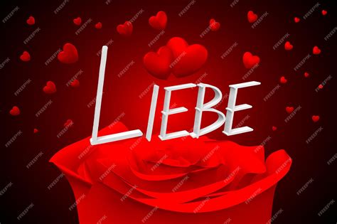 Premium Photo | Liebie love in german word rose and hearts