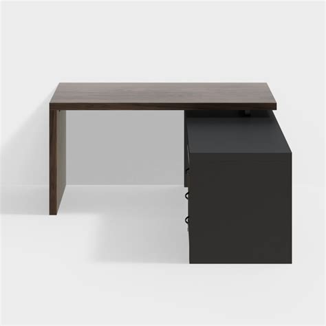 Delmon Movable File Cabinet White & Natural L-Shaped Rotating Desk ...