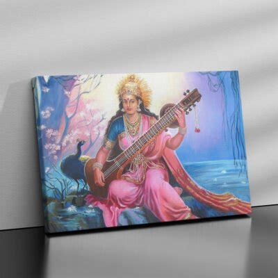 Ma Saraswati ji wall art paintings - Vignette Store