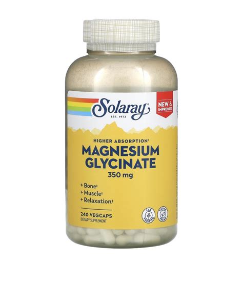 แมกนีเซียมไกลซีเนต Solaray Magnesium Glycinate 350 mg 120/240 capsules ...