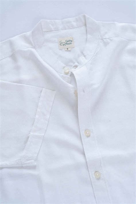 Snow White · Half Sleeve Mandarin Collar Shirt - Earthy Route