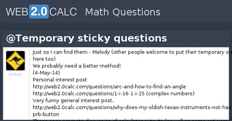 View question - @Temporary sticky questions