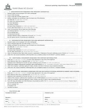 Fillable Online Account Opening Requirements - Personal - Habib Bank AG ...