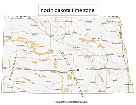 North Dakota Time Zone Map | US Time Zone Map North Dakota