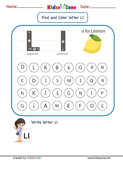 Letter L Printable Worksheets