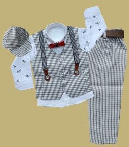Qutie Ninja Baby Boys Party(Festive) Waistcoat Shirt, Bow Tie, Pant ...