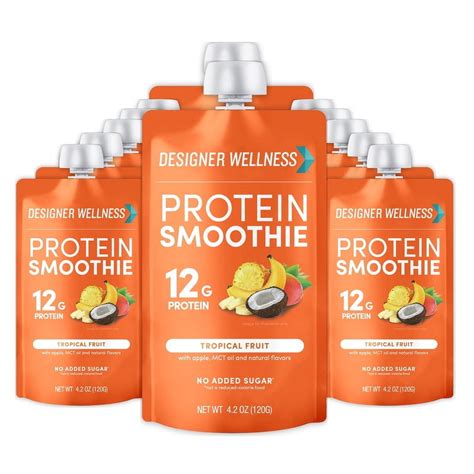 Designer Wellness Protein Smoothie, 12 Count, Tropical Fruit, Real ...