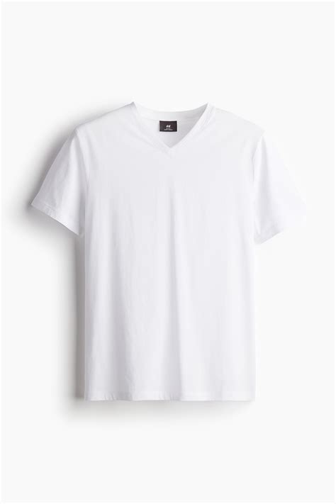 Men’s White Muscle Fit V-neck T-shirt | H&M IN