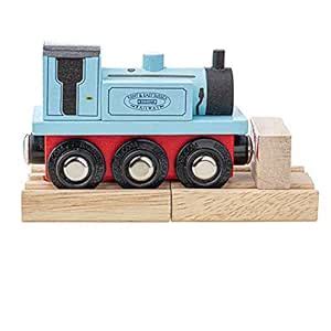 Bigjigs Rail Wooden Terrier Locomotive (Blue) with Wood Track : Amazon ...