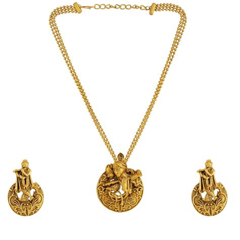 Buy Mansiyaorange Antique Matte Gold Ruby Red Stone South Indian Temple ...