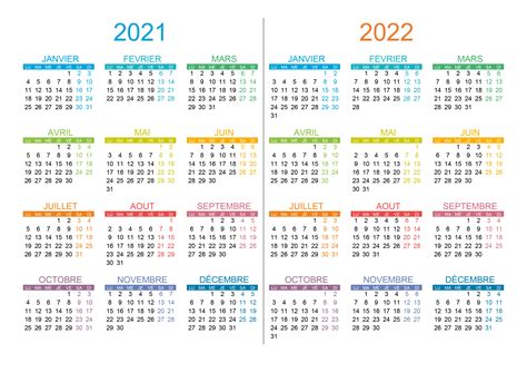 Calendrier annuel 2021-2022 – calendrier.su