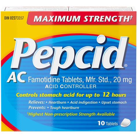 Maximum Strength Pepcid AC 10-ct Tablets for Heartburn Relief - 20 mg ...