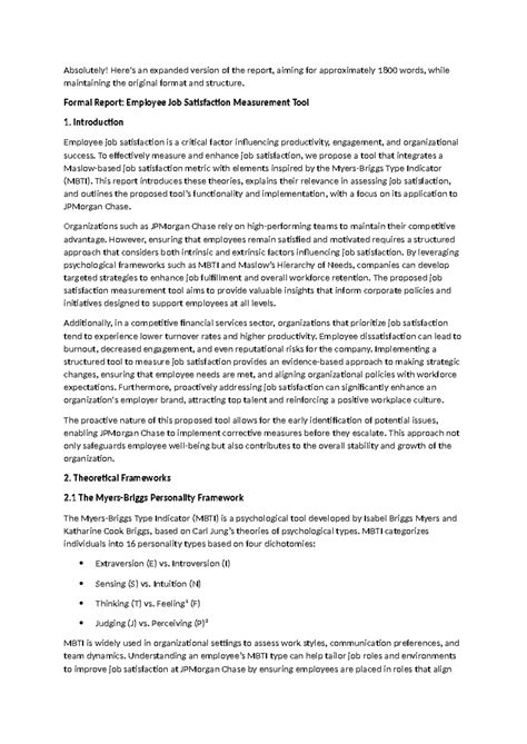 JP Morgan HRM Midterm: Employee Job Satisfaction Measurement Tool ...