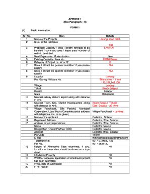 Fillable Online APENDIX 1 (See Paragraph 6) FORM 1 Sr. No. Item Details ...