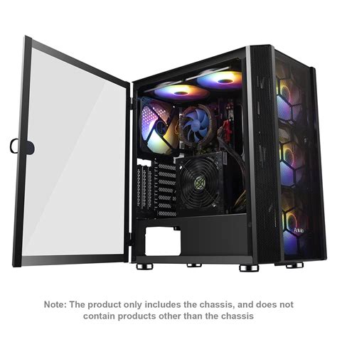 Gaming PC Case Computer Cases with 6 PCS RGB Fans Mid-Tower Open ...