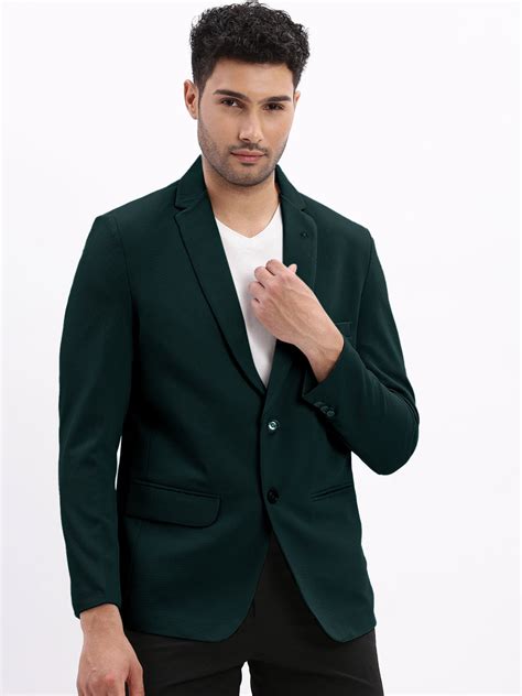 SHOWOFFFF Men's Teal Single-Breasted Slim Fit Blazer with Notched Lapel