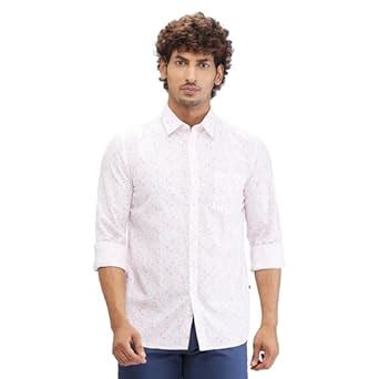 Parx Men Slim Fit Print Pattern Pure Cotton Semi Cutaway Collar Full ...