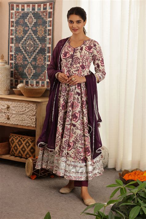 LILY ANARKALI COTTON SUIT SET – Sajilo