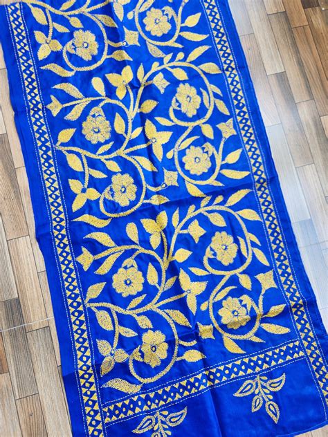 kantha stoles floral Indian gifts corporate gifts handmade slow fashion ...