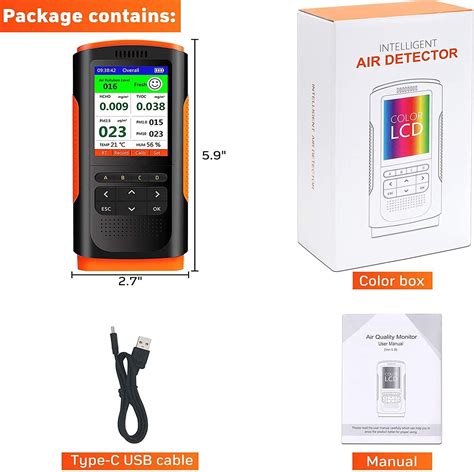 Air Quality Monitor, Indoor Air Quality Pollution Detector Accurate ...