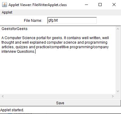 Image result for Save Text File Java Applet Example