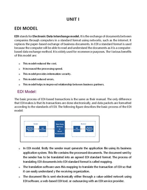 E commerce unit I,II - UNIT I EDI MODEL EDI stands for Electronic Data ...