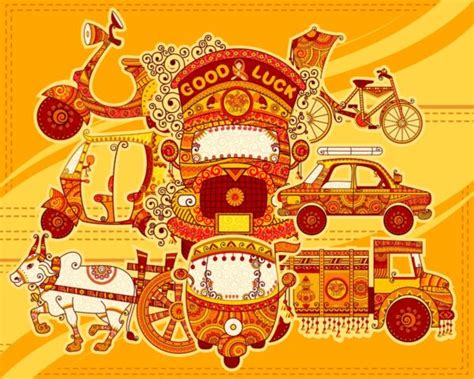 Transportation of India in Indian Art Style Wallpaper Mural - Magicdecor®