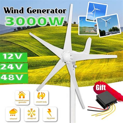 3000W 12V 24V Wind Turbine Generator Kit 5 Blades | Ubuy India