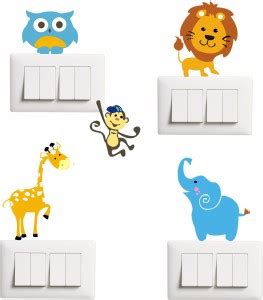 SUDARSHAN DESIGNS 10 cm Animals Switch Board Sticker Size- 10 cm x 8 cm ...