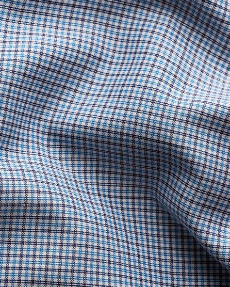 Navy Checked Wrinkle Free Cotton Linen Shirt - Eton