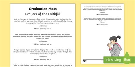 Graduation Mass Prayers of the Faithful Print-Out