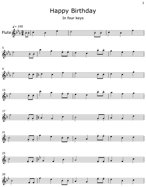 Happy Birthday Flute Notes