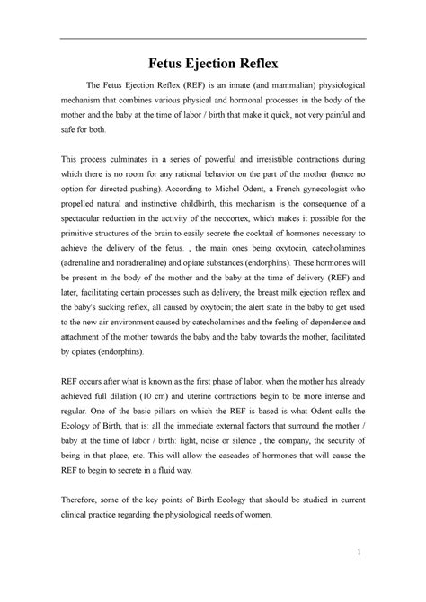 Fetus Ejection Reflex - Grade: 10 - Fetus Ejection Reflex The Fetus ...